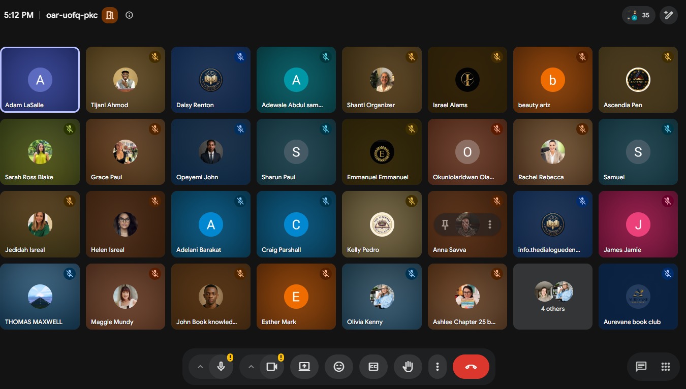 A large grid of readers during a live Aurevane discussion